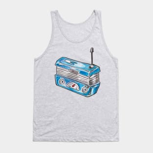 Little Blue Retro Radio Tank Top